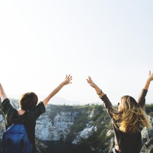 Young Women Travel Together Concept Young Women Travel Together Concept